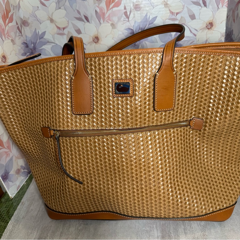 Dooney & Bourke Chestnut Brown Woven Leather Large Tote Bag